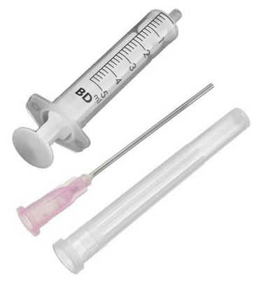 1 spuit (5 ml) 2-delig met naald voor het vullen van inktcartridges